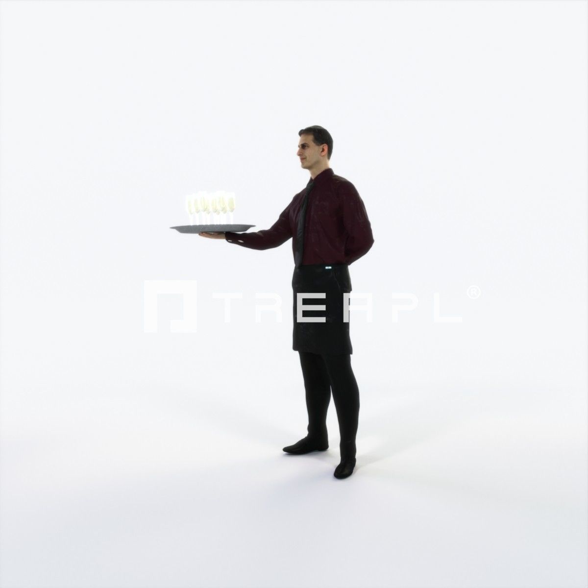 Romance 05K Waiter Offering Working Man Low-poly 3D model_6