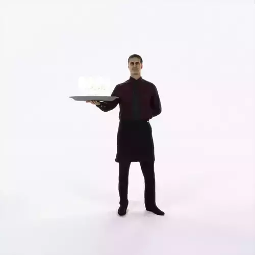 Romance 05K Waiter Offering Working Man Low-poly 3D model