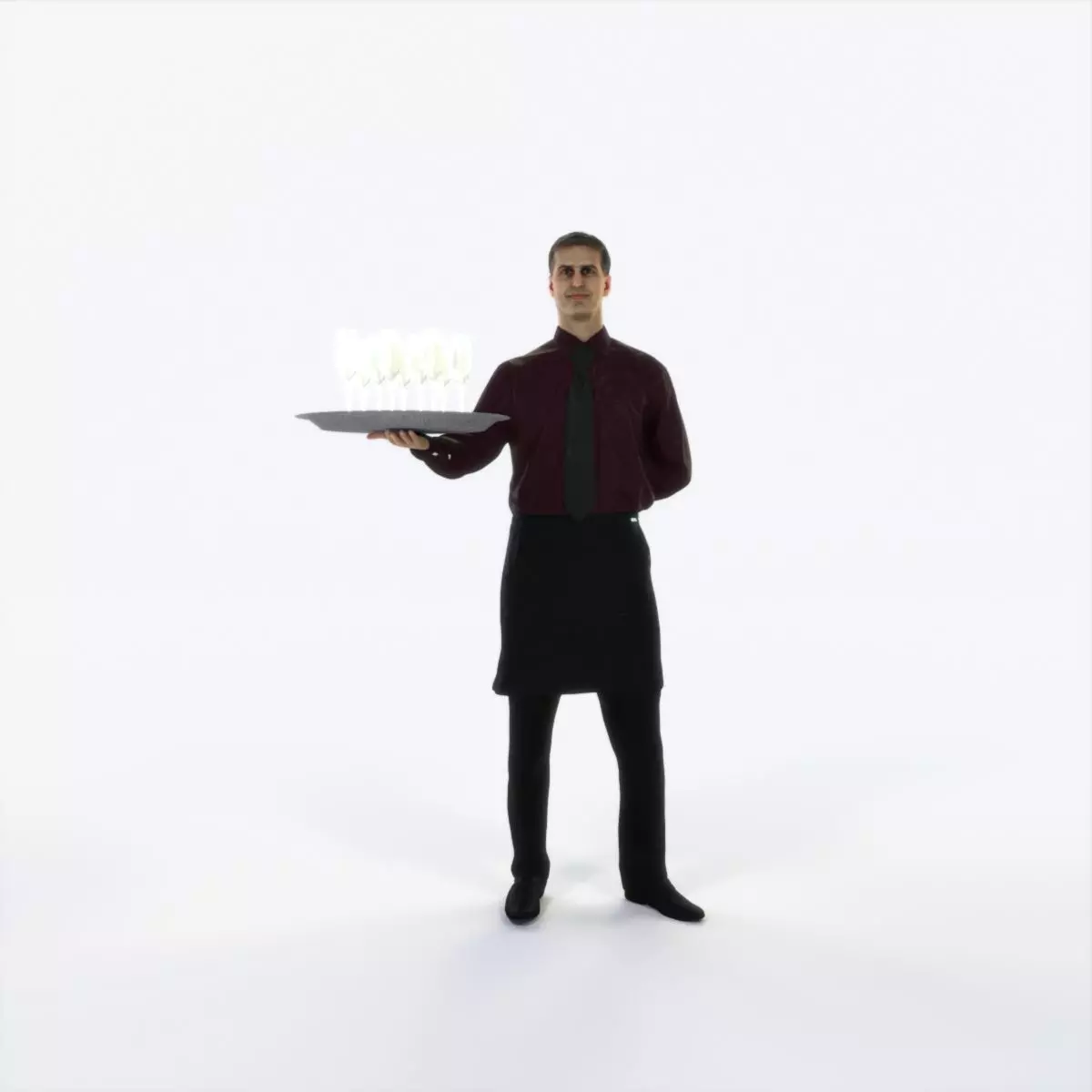 Romance 05K Waiter Offering Working Man Low-poly 3D model_0
