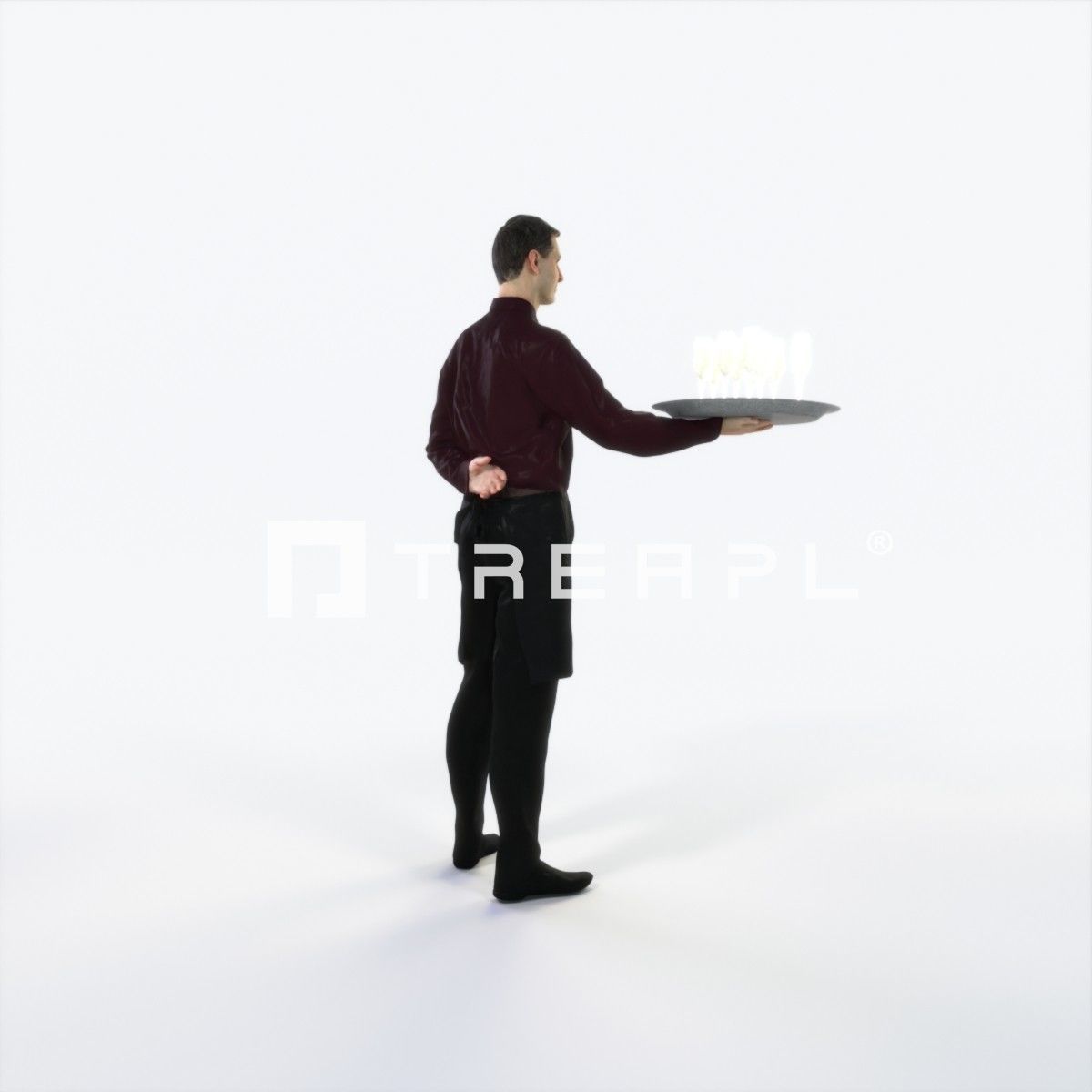 Romance 05K Waiter Offering Working Man Low-poly 3D model_3