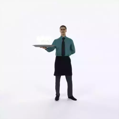 Romance 05I Waiter Offering Working Man Low-poly 3D model