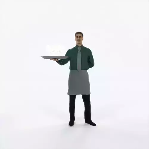 Romance 05H Waiter Offering Working Man Low-poly 3D model
