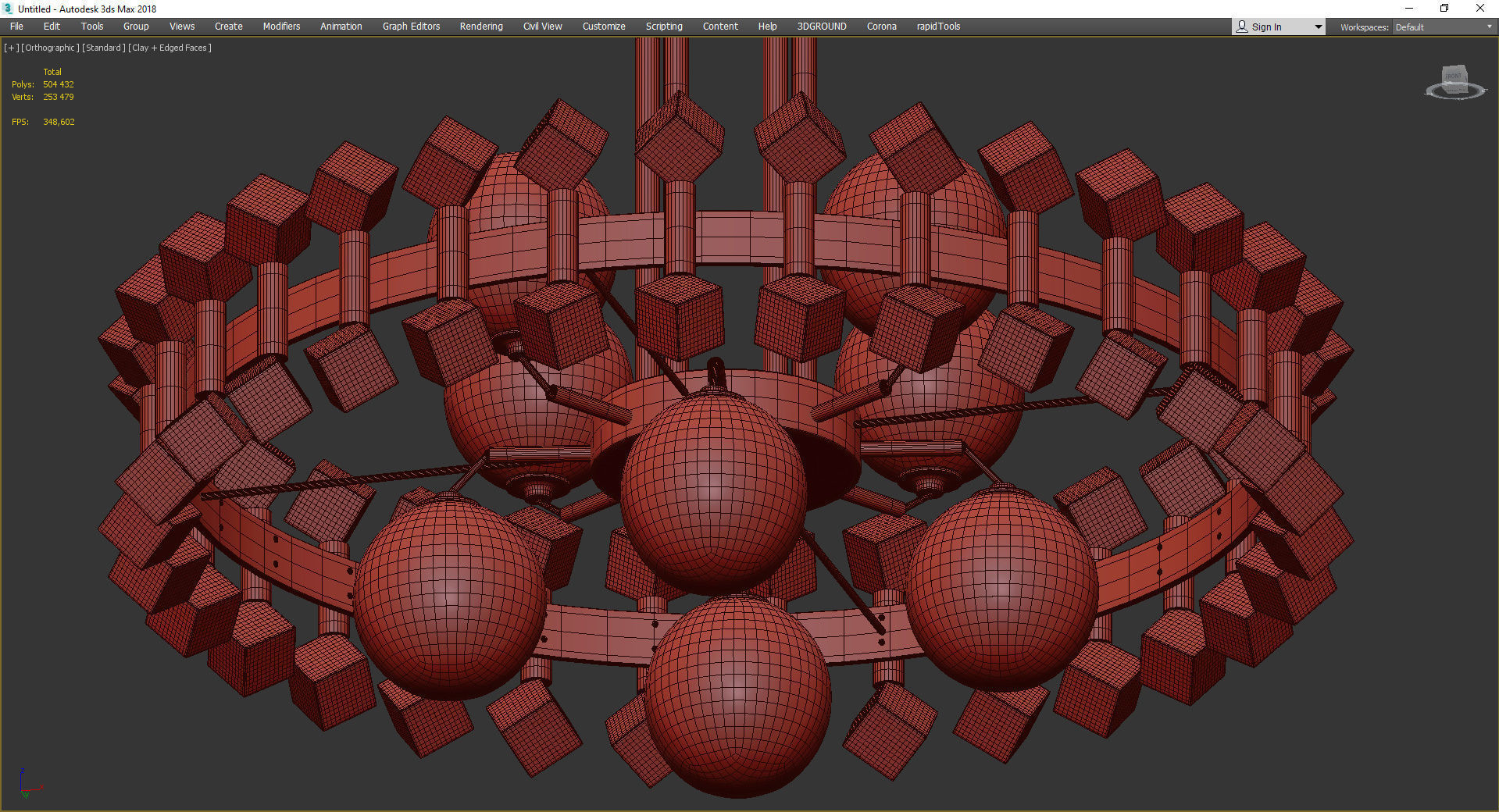 Beauty blin chandelier Low-poly 3D model_3