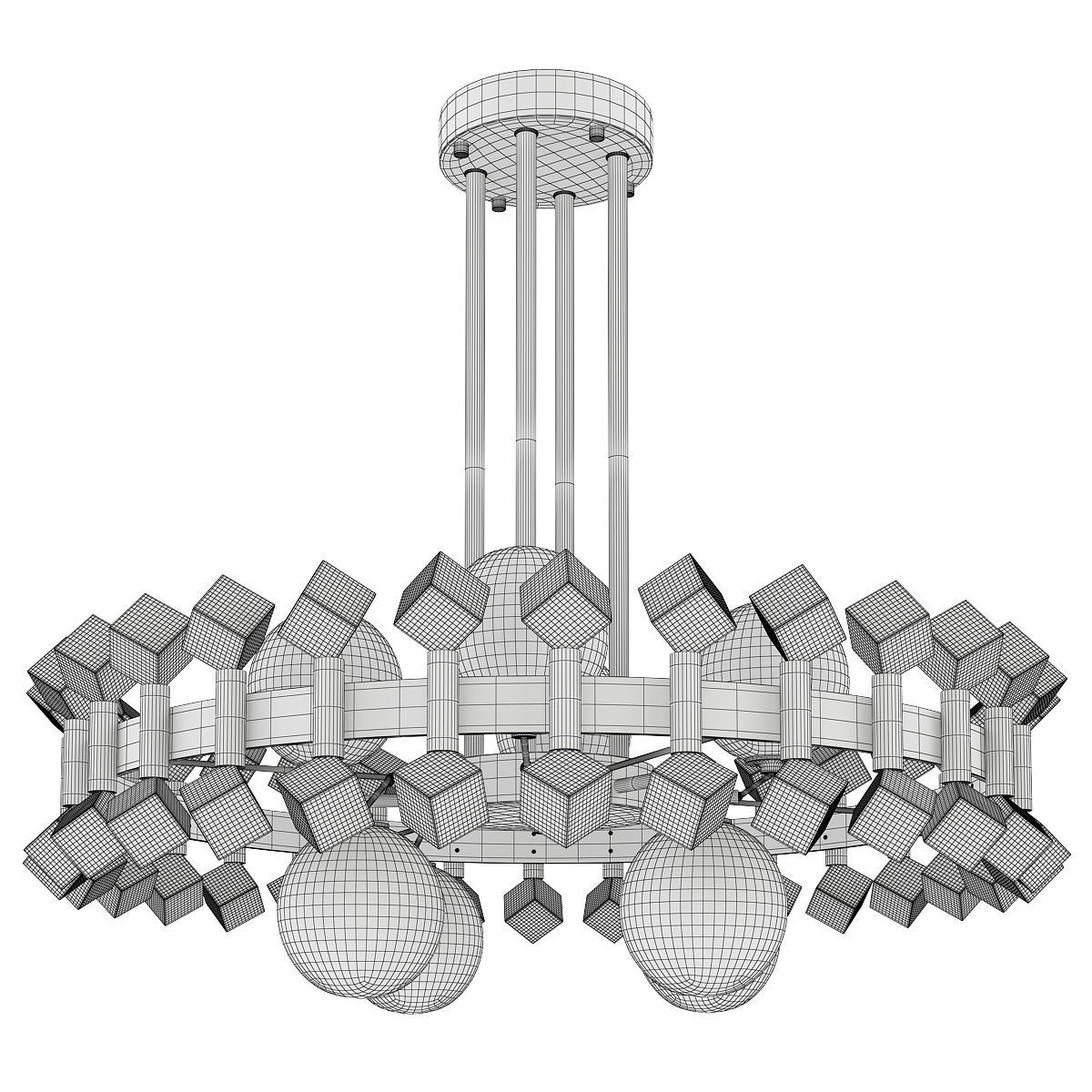 Beauty blin chandelier Low-poly 3D model_1