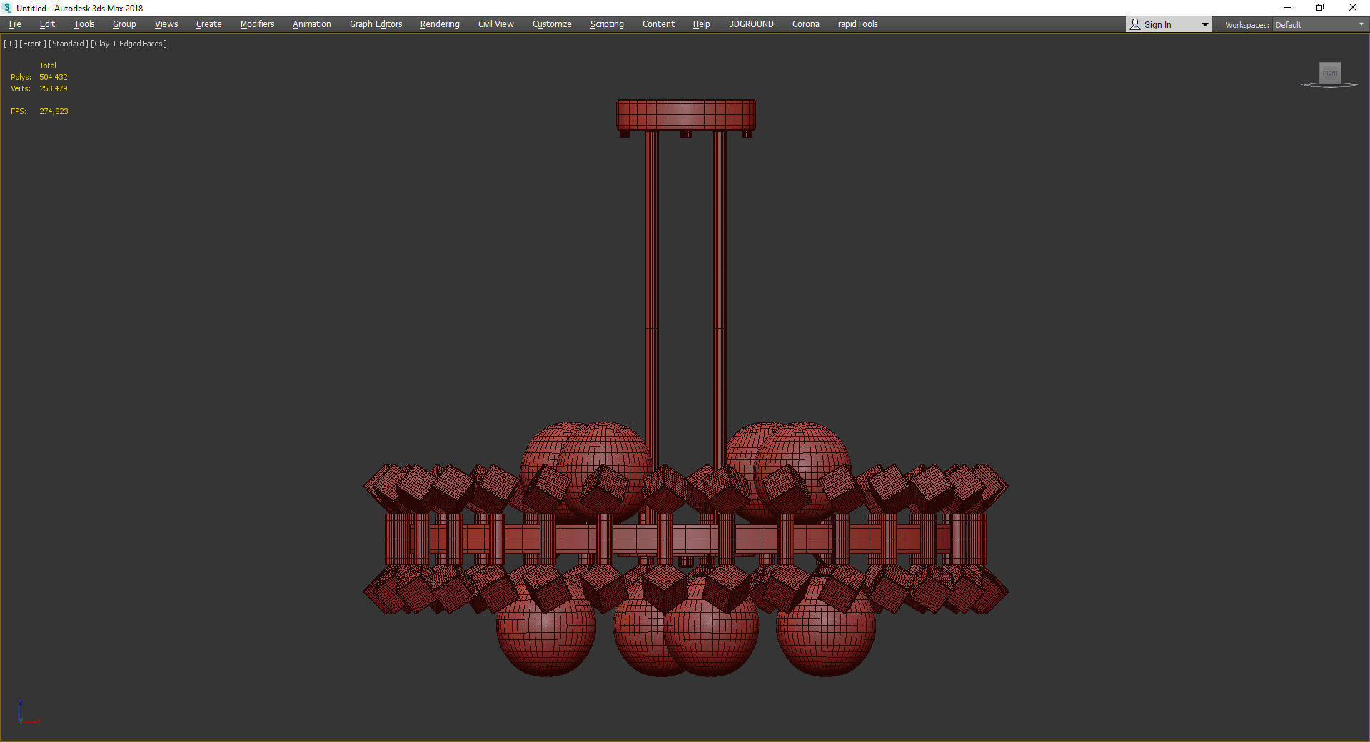 Beauty blin chandelier Low-poly 3D model_2