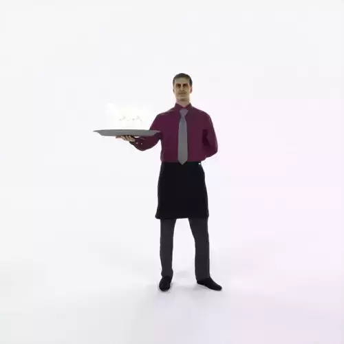 Romance 05F Waiter Offering Working Man Low-poly 3D model