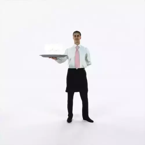 Romance 05D Waiter Offering Working Man Low-poly 3D model