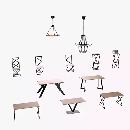 Low poly furniture in loft style