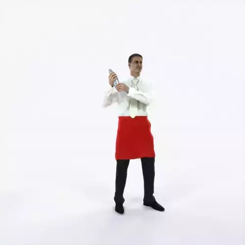 Romance 08A Barman Shaking Working Man Low-poly 3D model