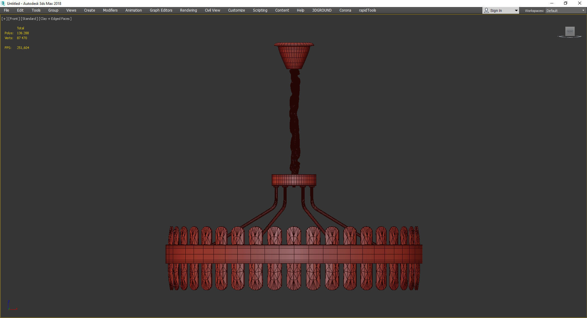 Sticks gold chandelier Low-poly 3D model_2