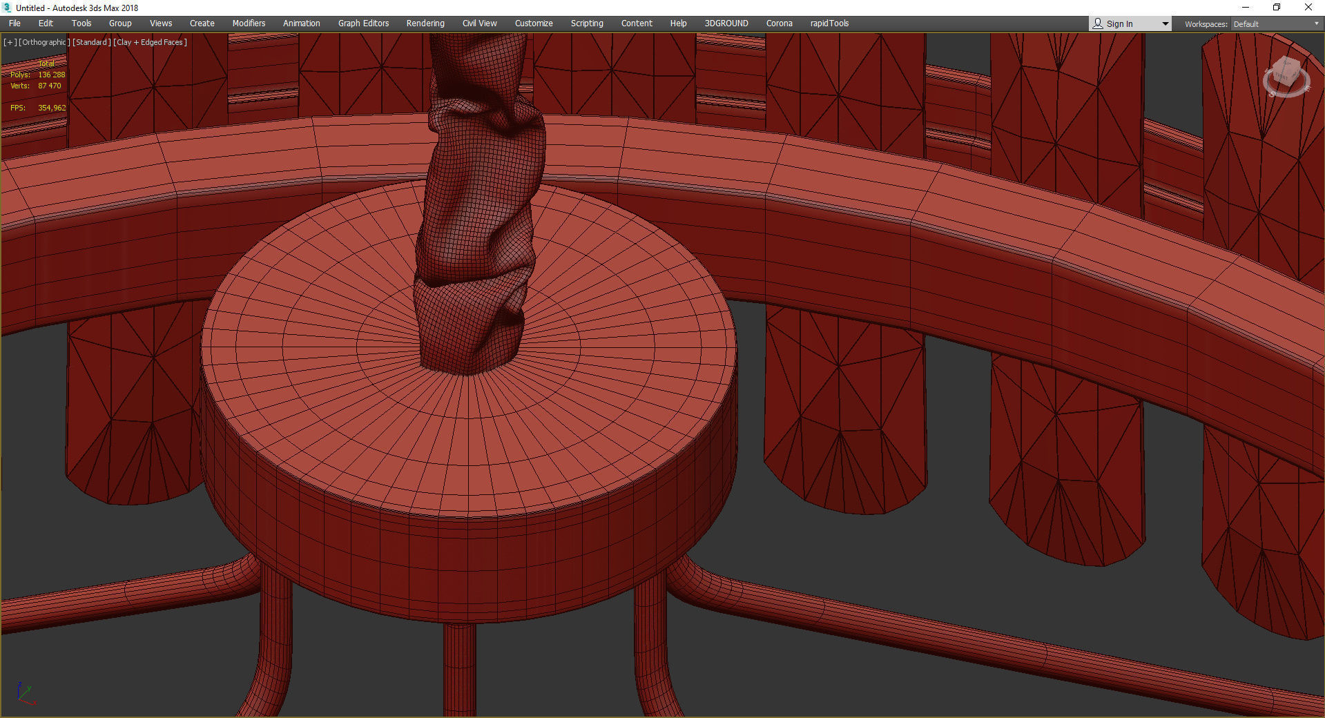 Sticks gold chandelier Low-poly 3D model_4