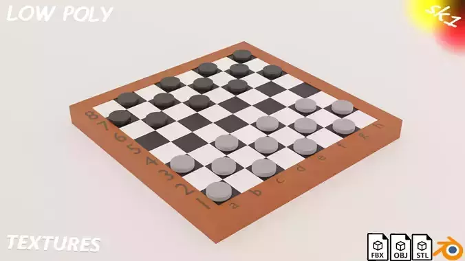 checker figure board Low-poly 3D model