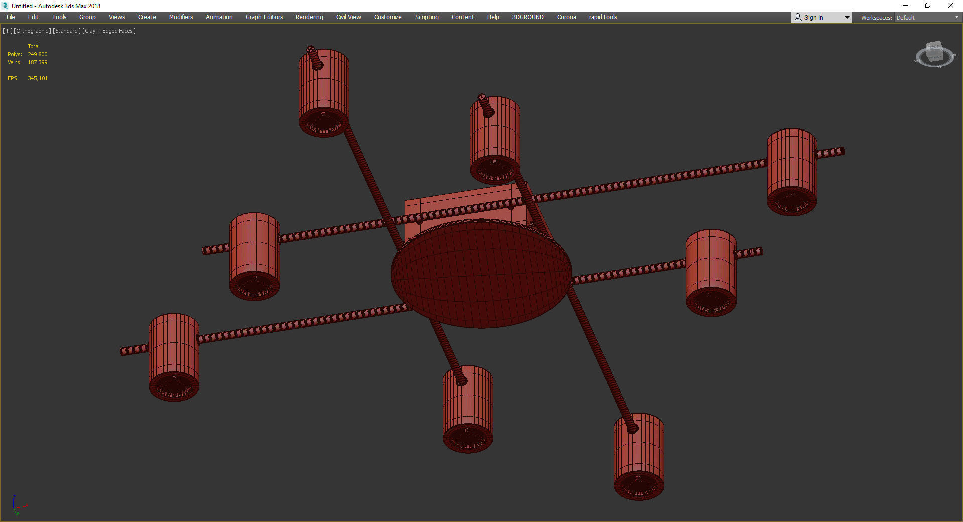 Aigle Ceiling Light 8 Low-poly 3D model_3