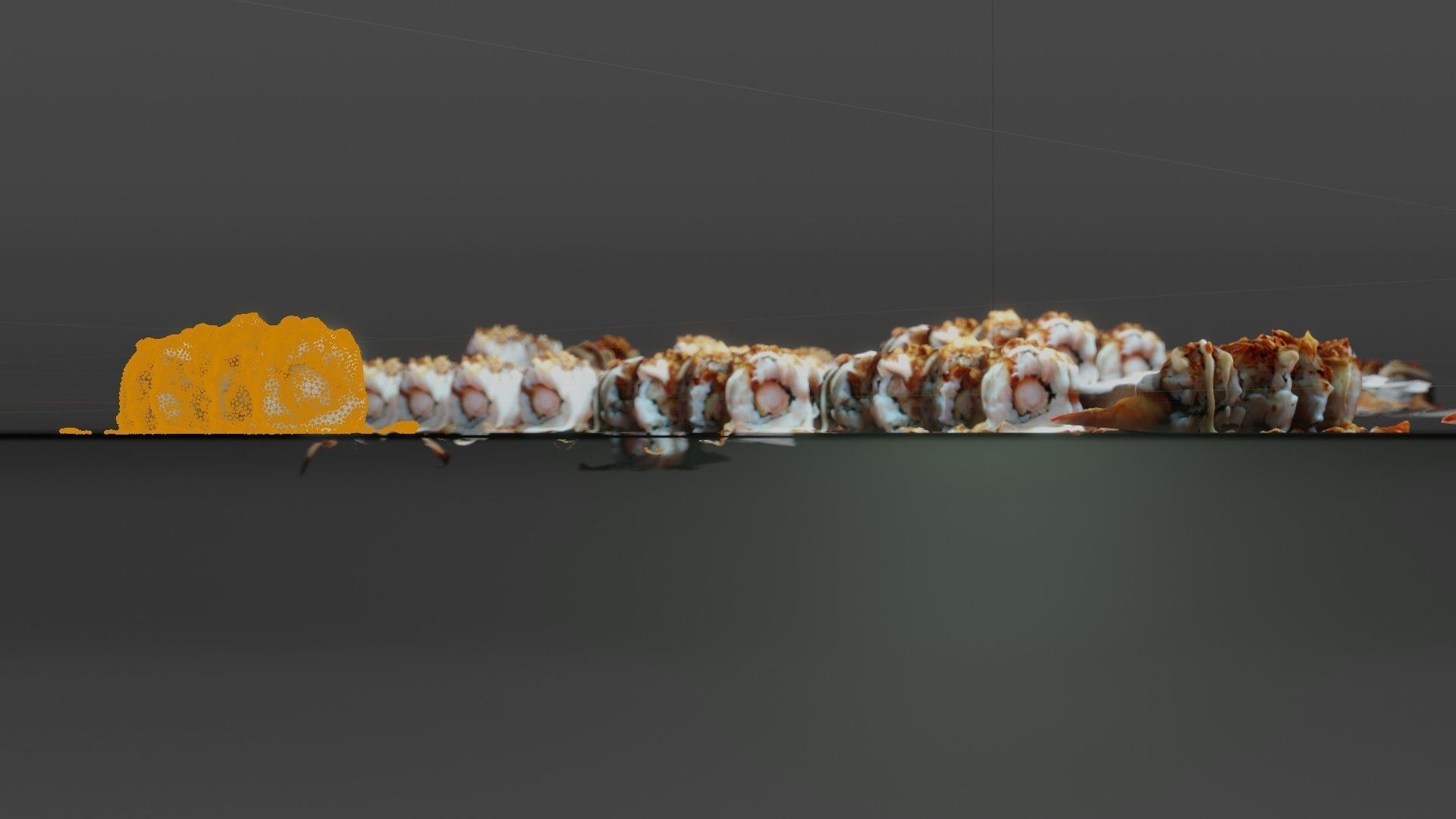 Real 3D scanned Crispy Sushi Roll with shrimp Low-poly 3D model_38