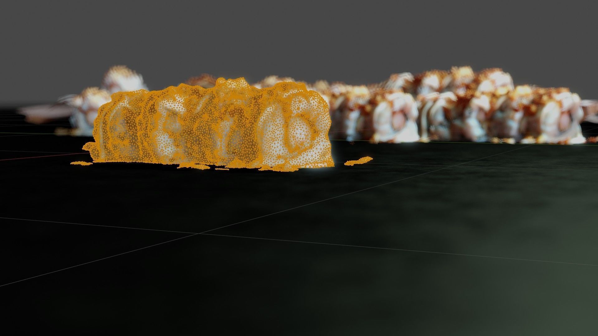 Real 3D scanned Crispy Sushi Roll with shrimp Low-poly 3D model_27