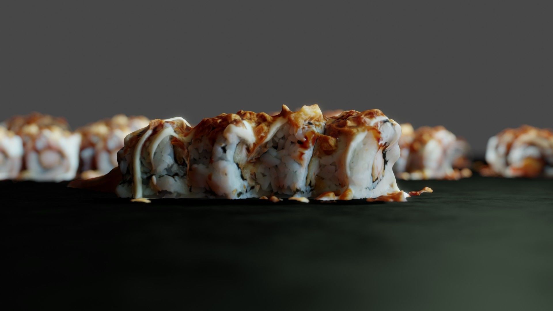 Real 3D scanned Crispy Sushi Roll with shrimp Low-poly 3D model_18