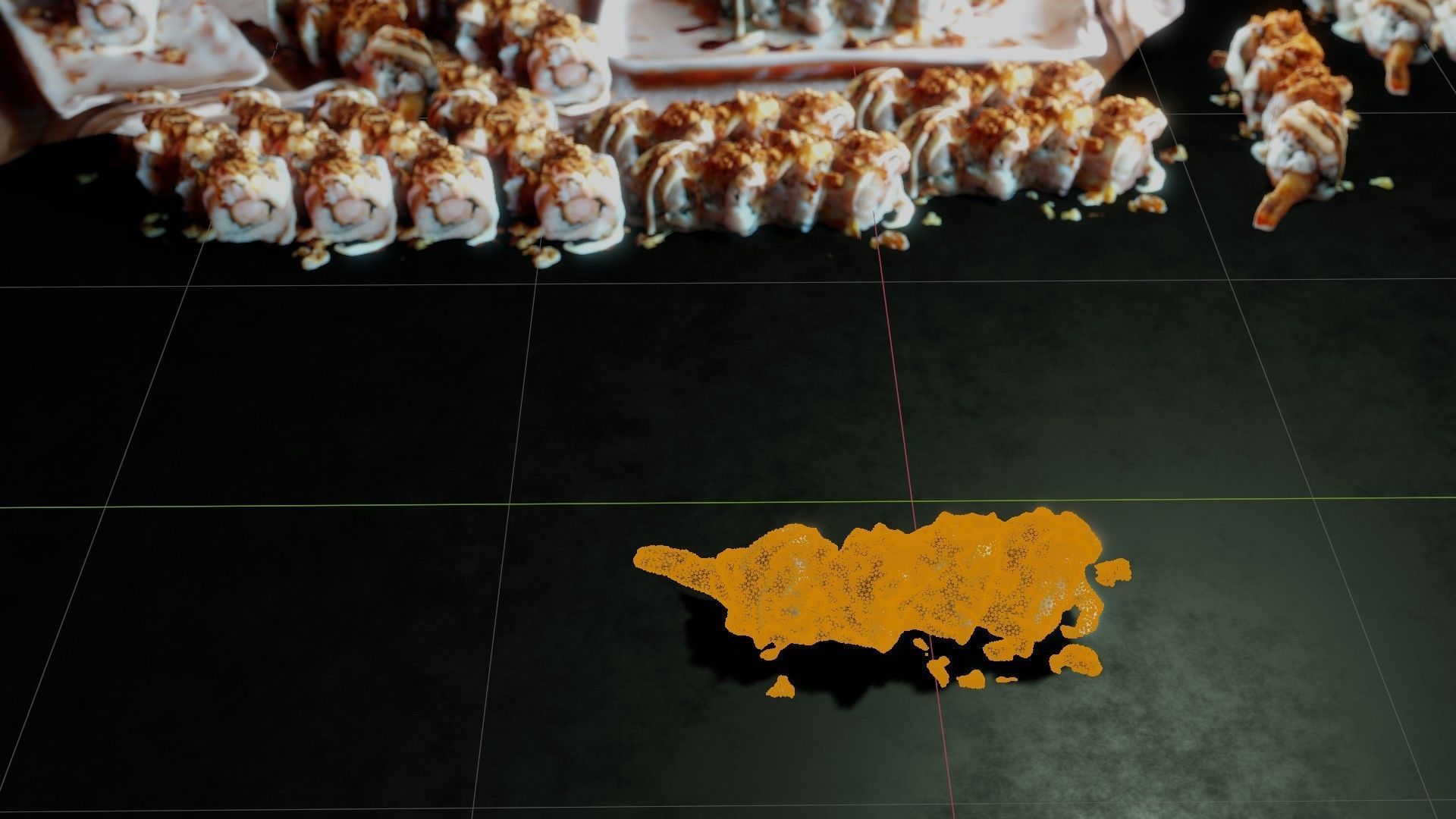 Real 3D scanned Crispy Sushi Roll with shrimp Low-poly 3D model_33