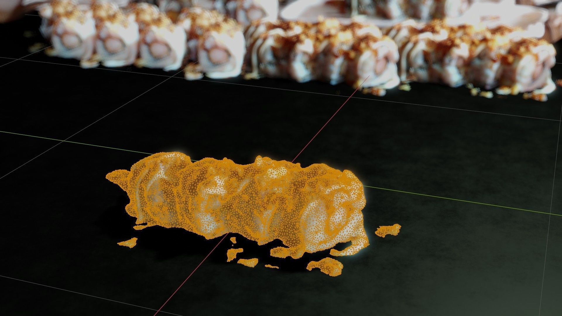 Real 3D scanned Crispy Sushi Roll with shrimp Low-poly 3D model_35