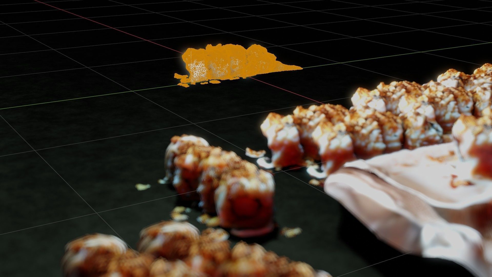 Real 3D scanned Crispy Sushi Roll with shrimp Low-poly 3D model_44