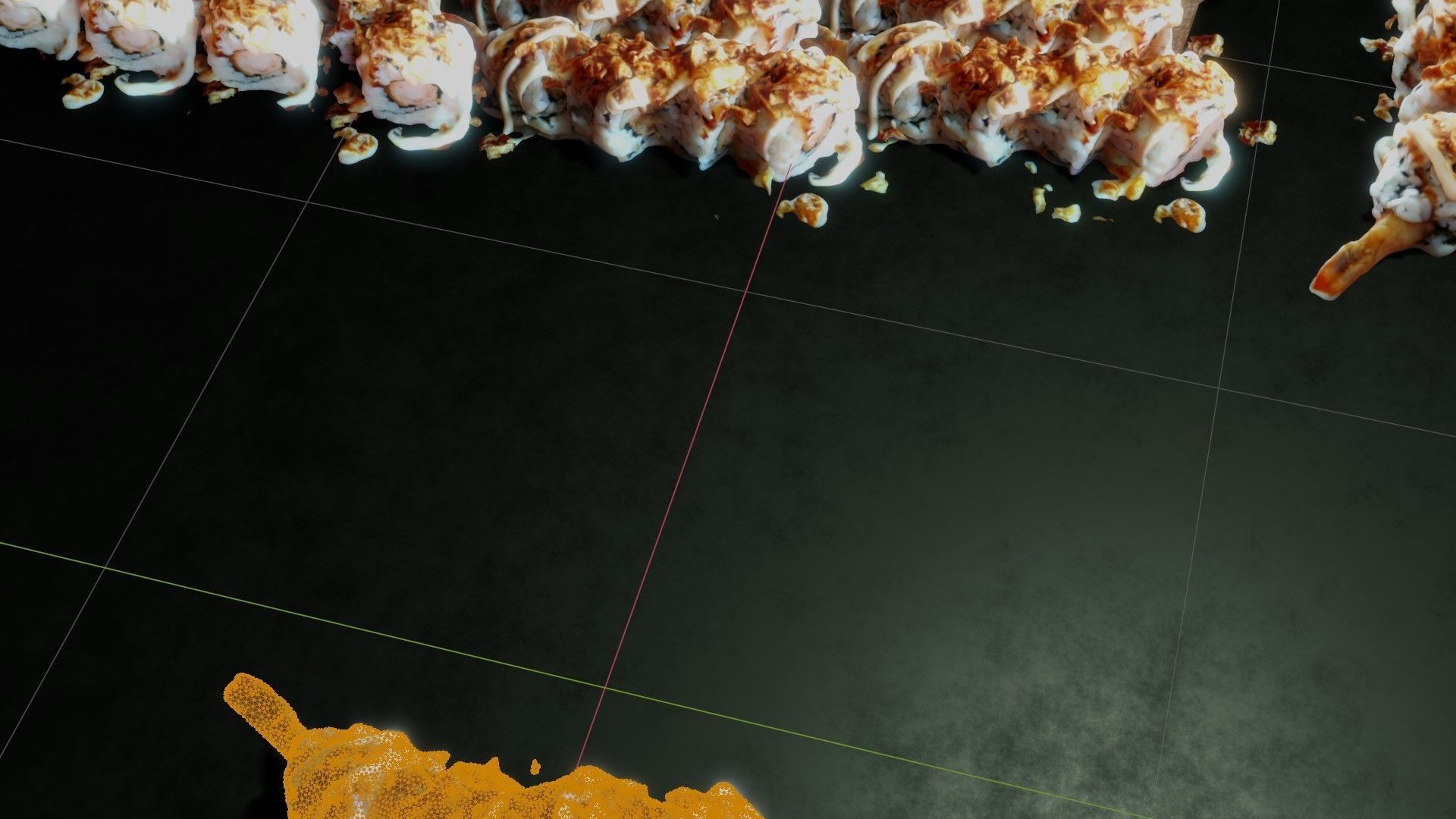 Real 3D scanned Crispy Sushi Roll with shrimp Low-poly 3D model_50