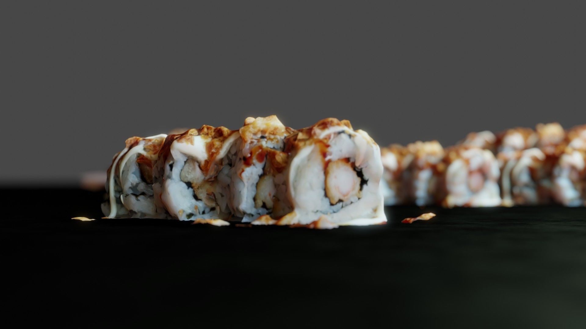 Real 3D scanned Crispy Sushi Roll with shrimp Low-poly 3D model_15