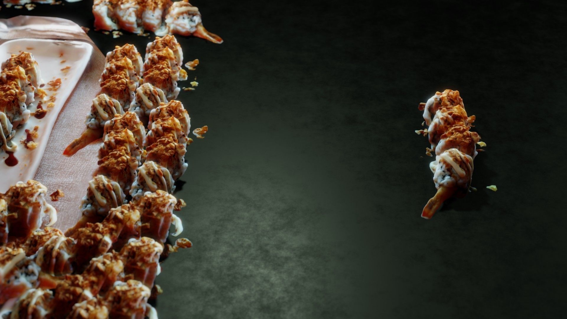 Real 3D scanned Crispy Sushi Roll with shrimp Low-poly 3D model_5