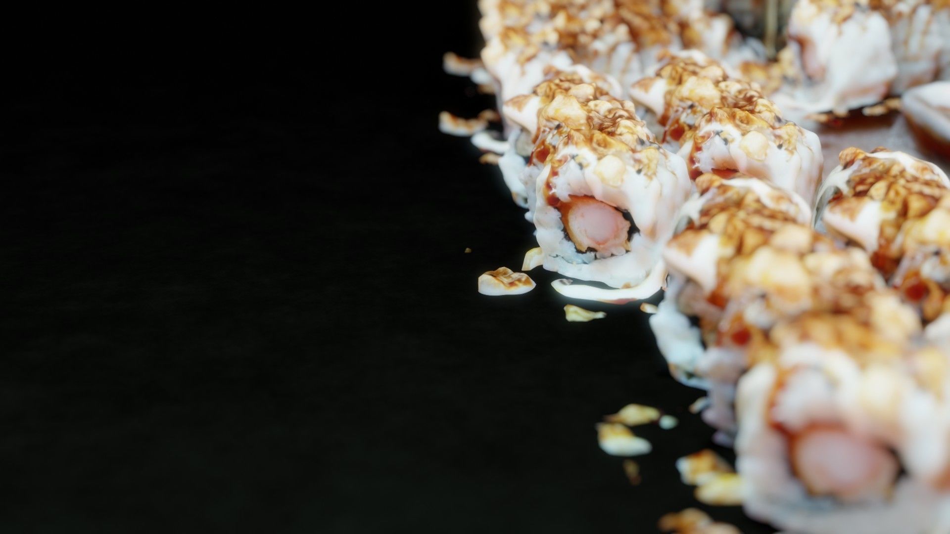 Real 3D scanned Crispy Sushi Roll with shrimp Low-poly 3D model_19