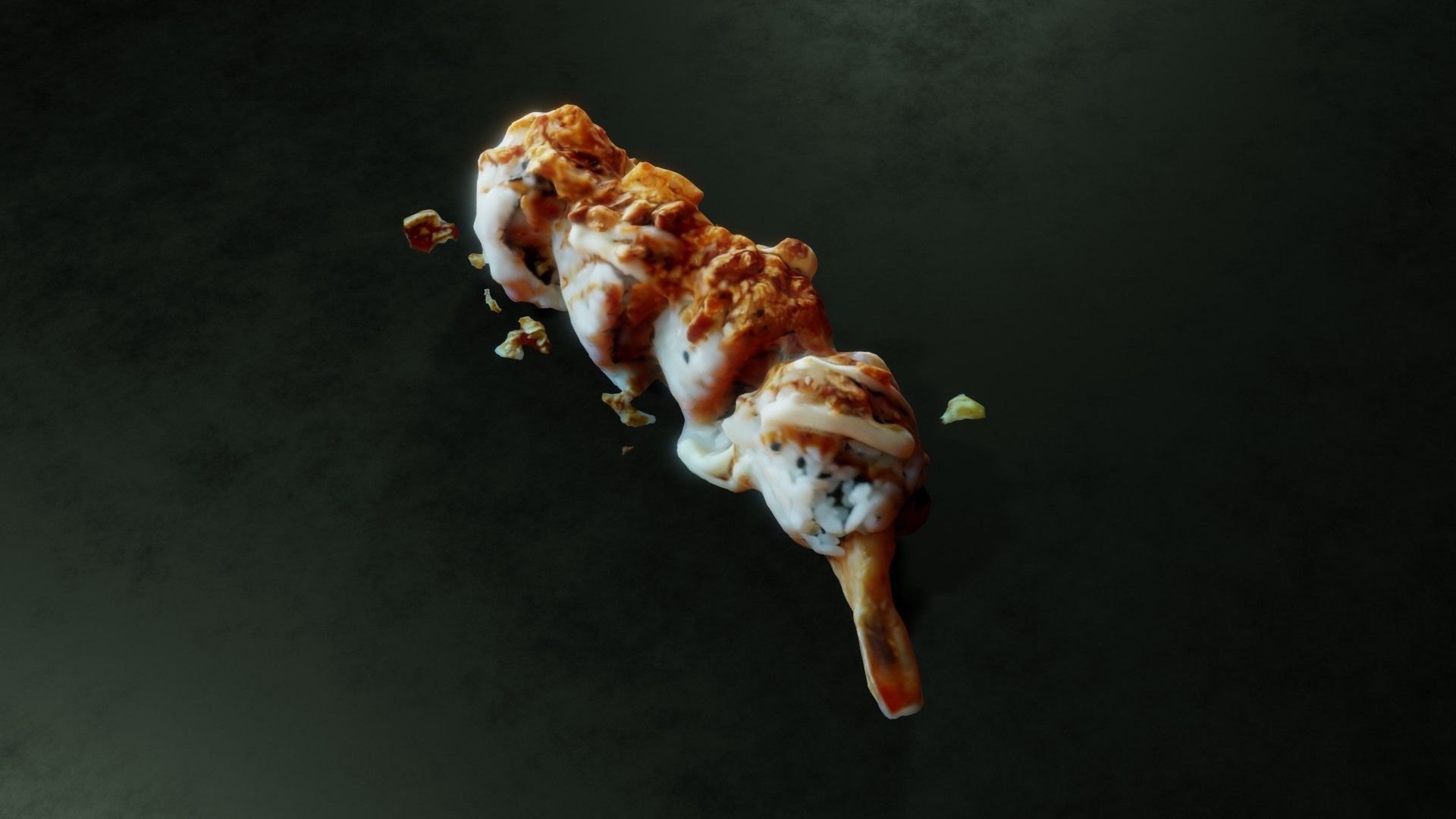 Real 3D scanned Crispy Sushi Roll with shrimp Low-poly 3D model_22