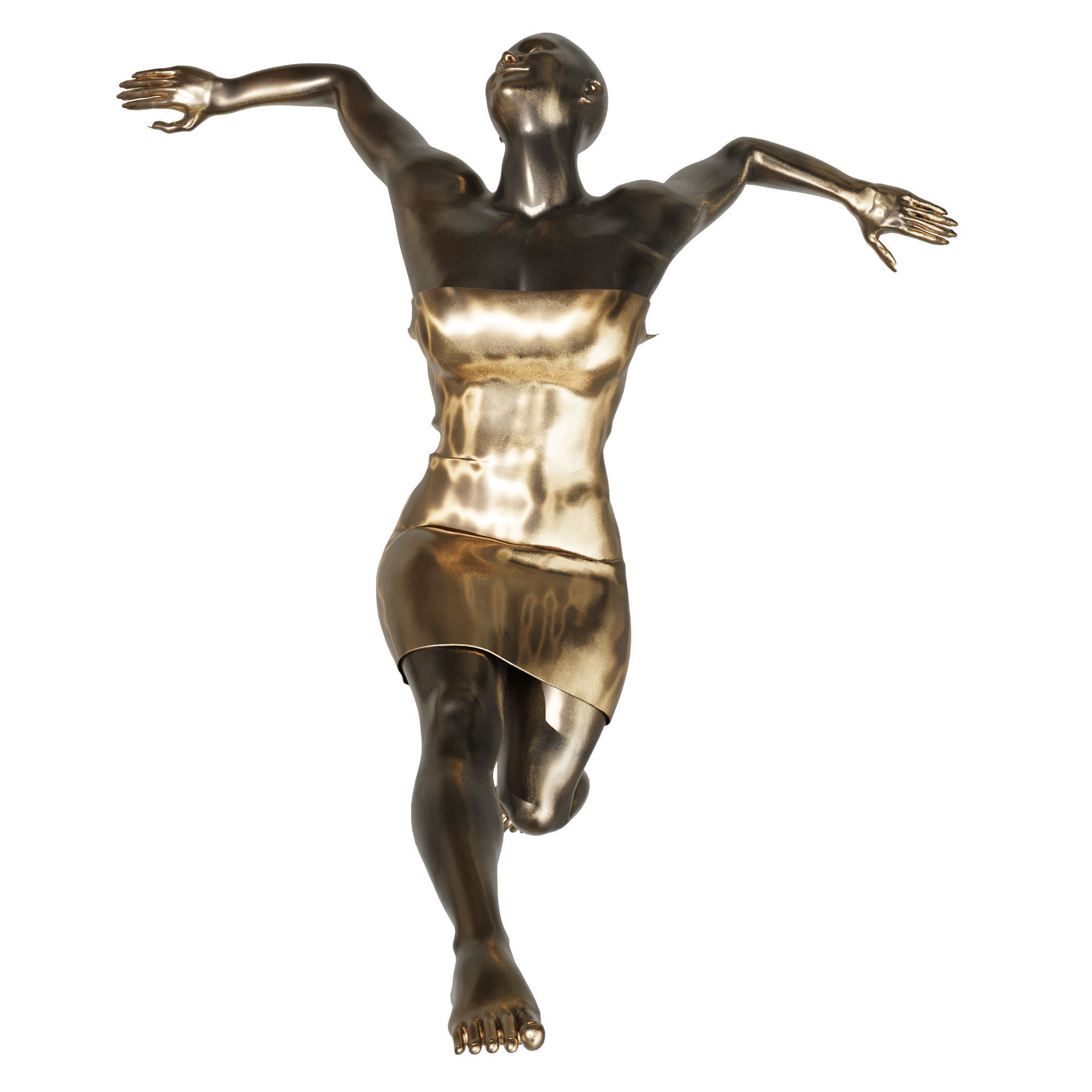 the girl lay down gold sculpture 3D model_1