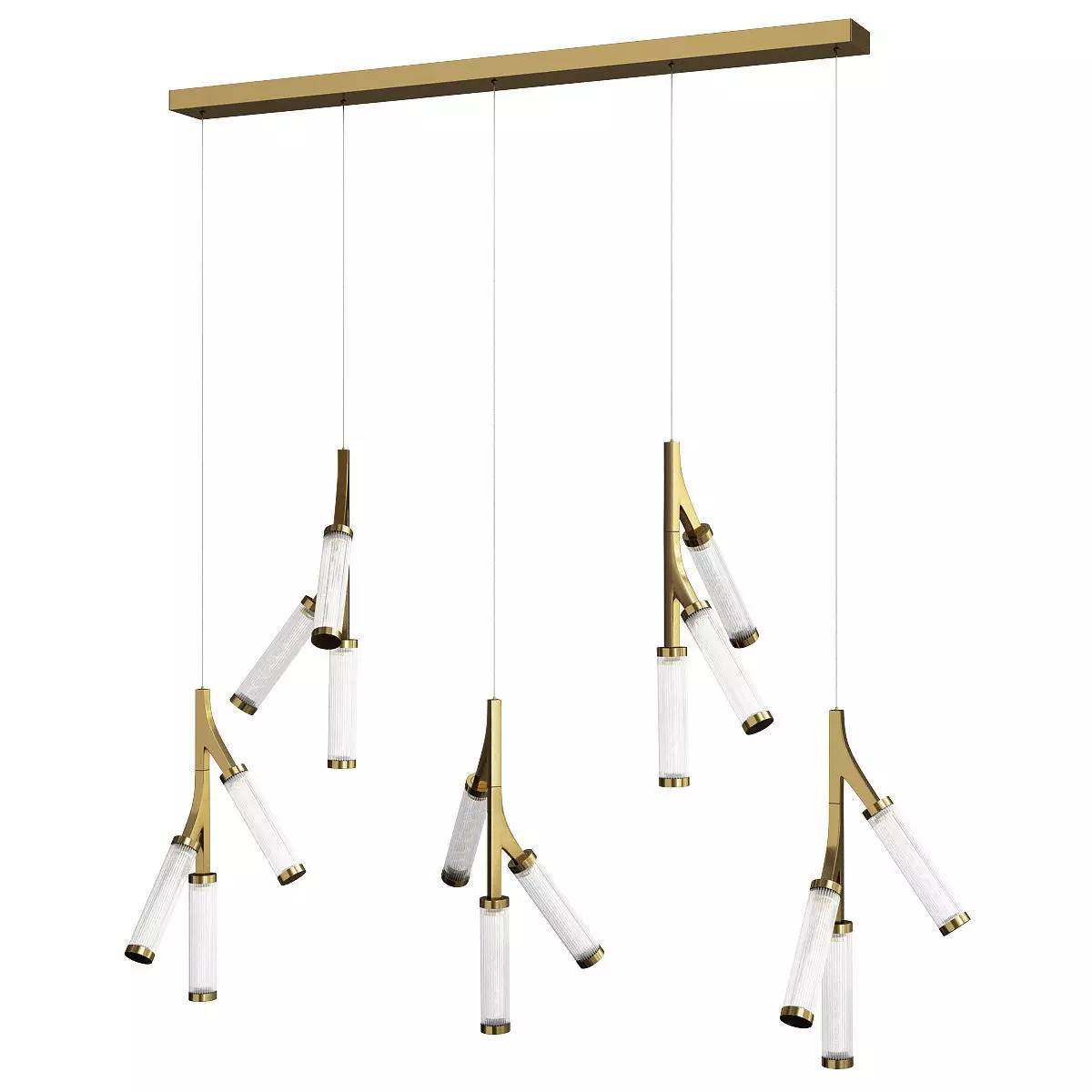 Cylinder Branches Chandelier Gold 15 Low-poly 3D model_0