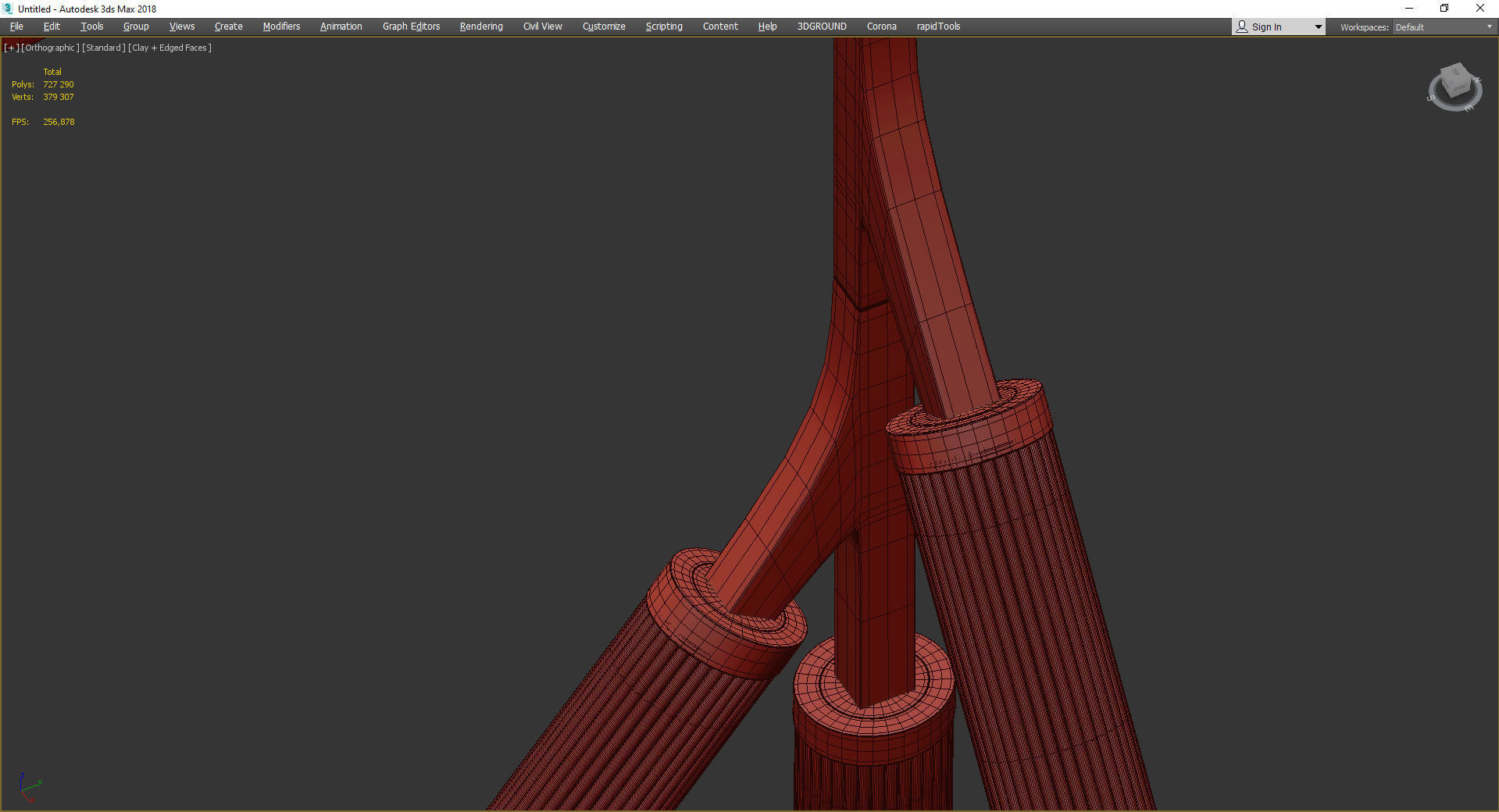 Cylinder Branches Chandelier Gold 15 Low-poly 3D model_4