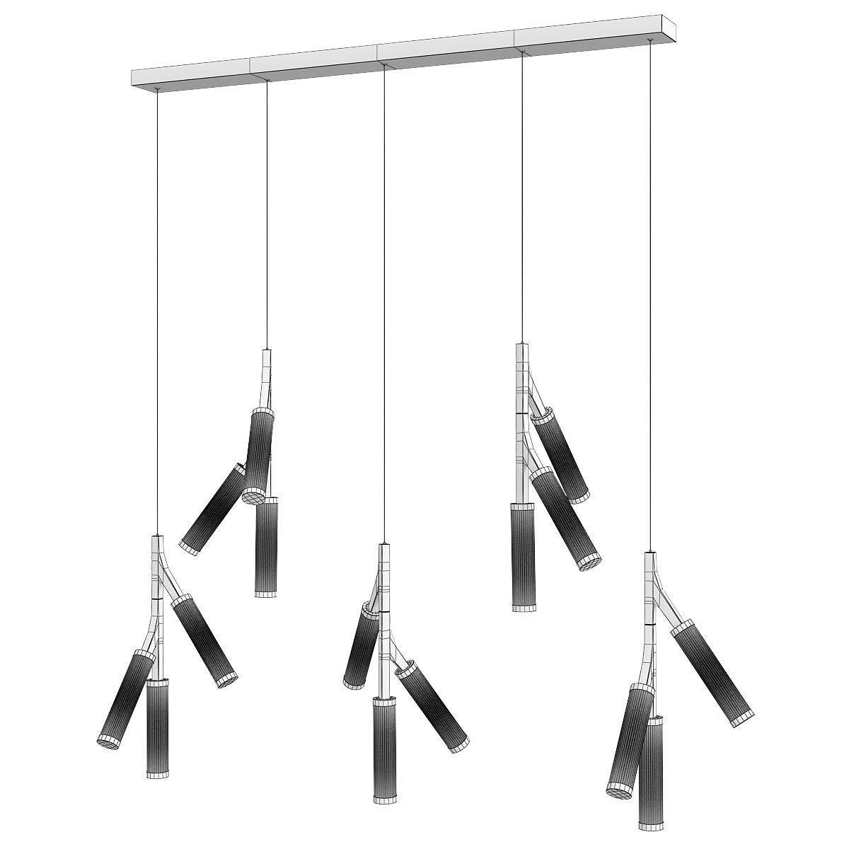 Cylinder Branches Chandelier Gold 15 Low-poly 3D model_1