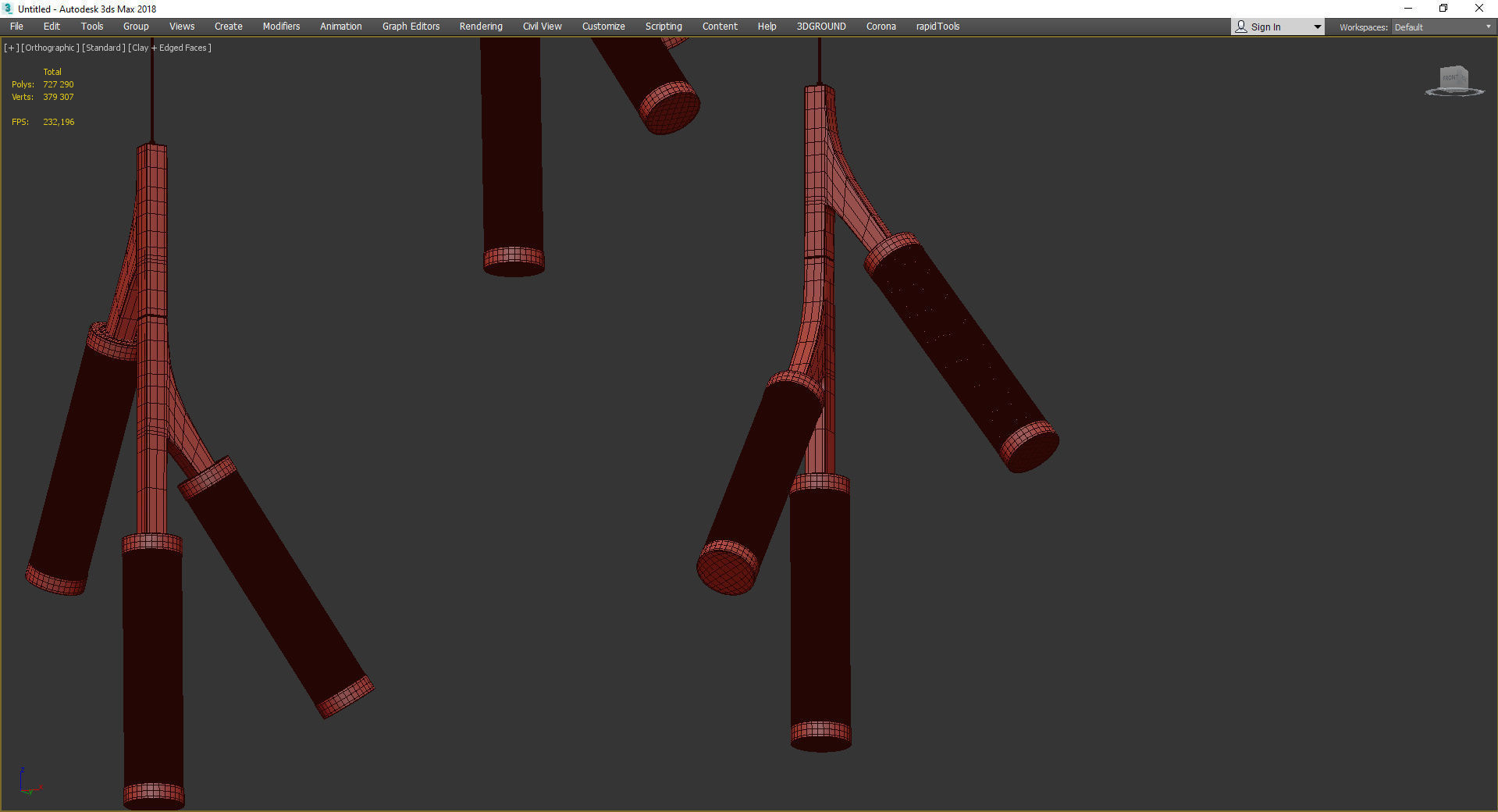 Cylinder Branches Chandelier Gold 15 Low-poly 3D model_3