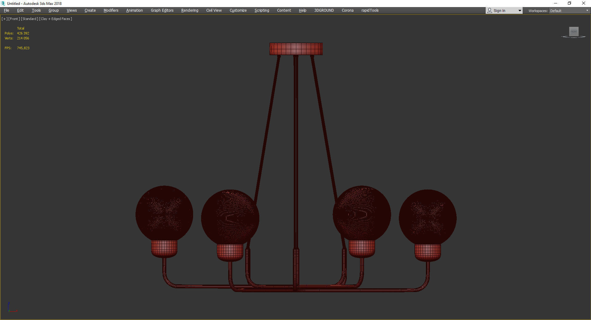 Andresa Chandelier 6 Balls Low-poly 3D model_2