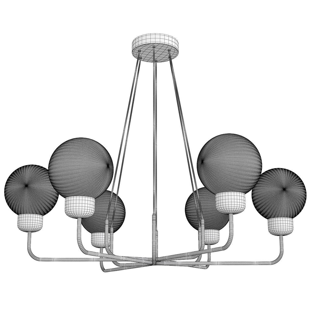 Andresa Chandelier 6 Balls Low-poly 3D model_1