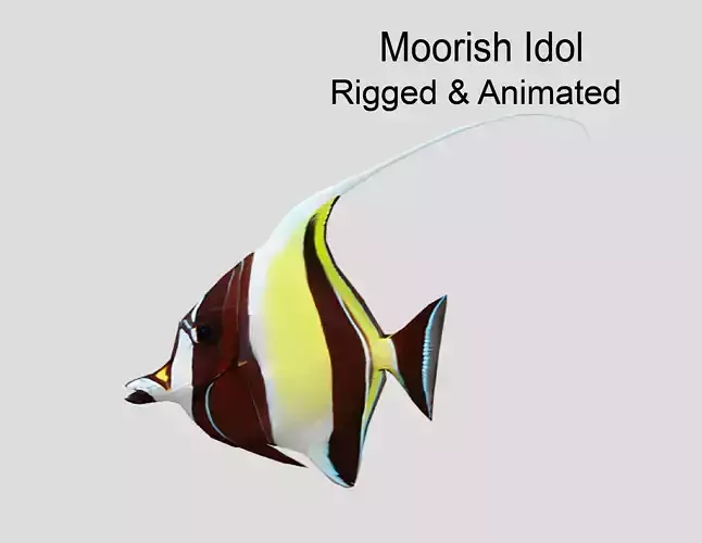 Moorish Idol Realistic Animated Low-poly 3D model