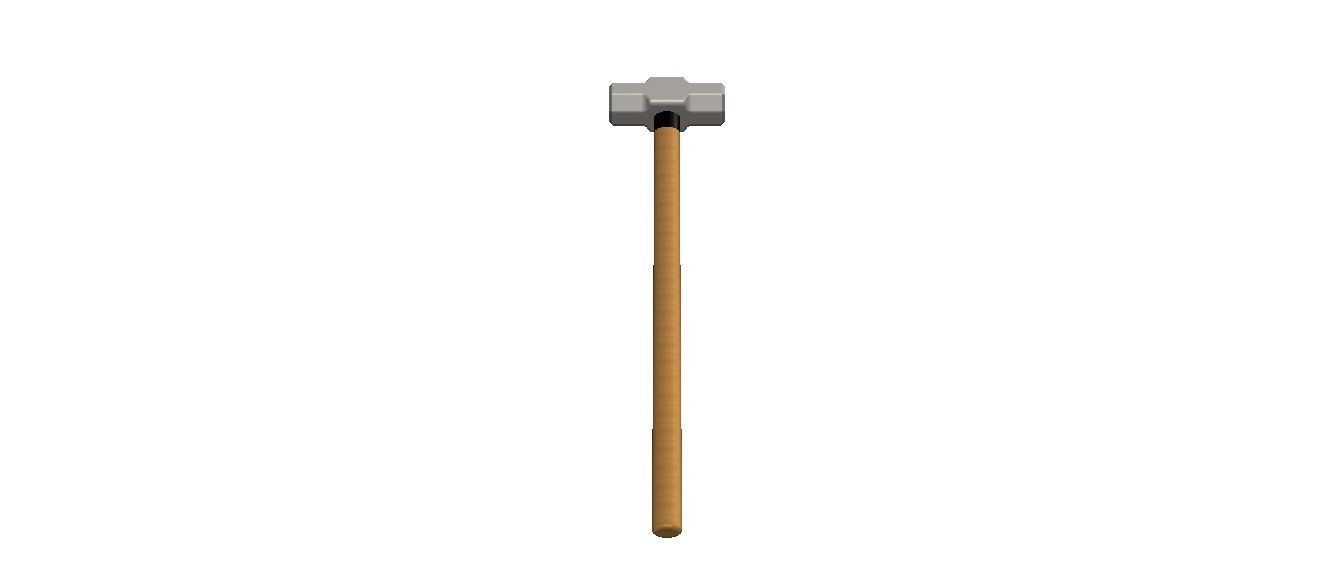 Sledge Hammer with Wooden Handle 3D model_33