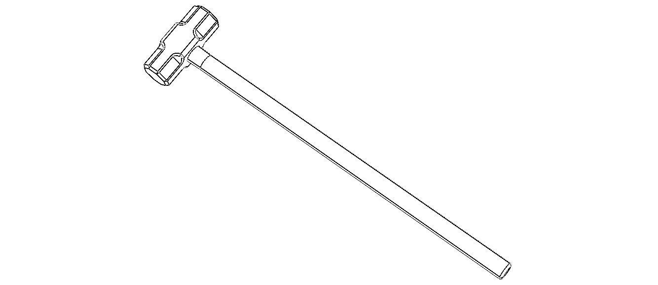 Sledge Hammer with Wooden Handle 3D model_6