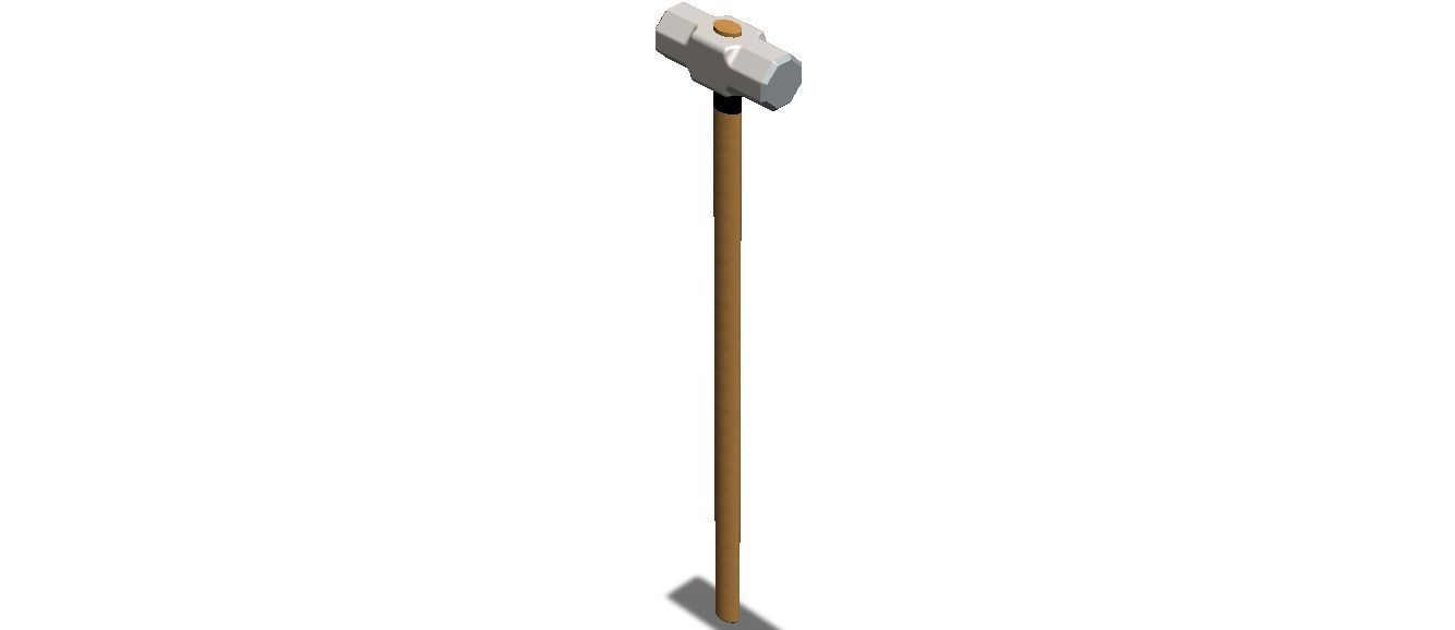 Sledge Hammer with Wooden Handle 3D model_13