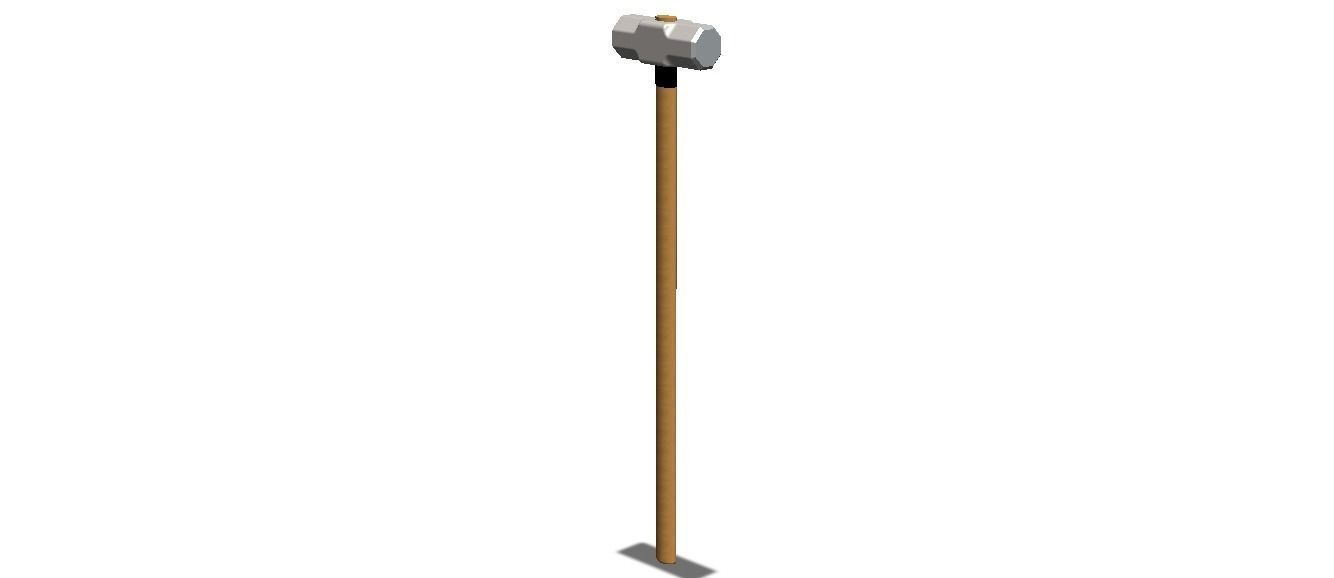 Sledge Hammer with Wooden Handle 3D model_5