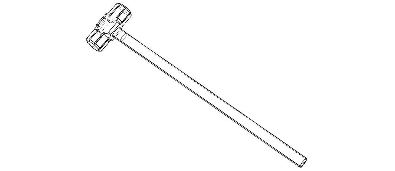 Sledge Hammer with Wooden Handle 3D model_7