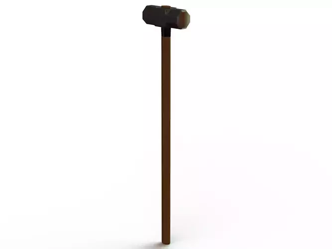 Sledge Hammer with Wooden Handle 3D model