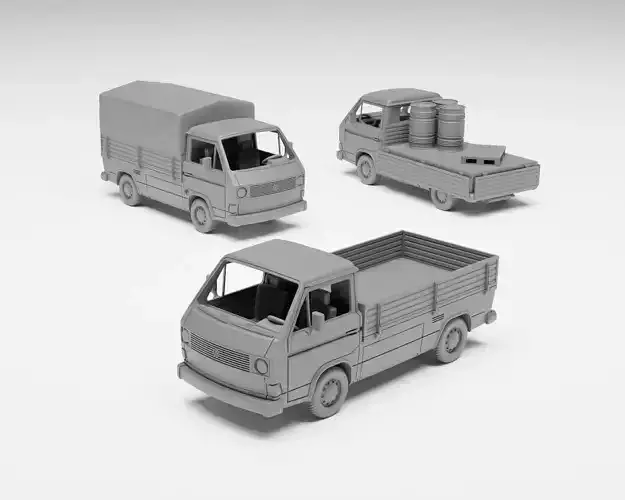 VW T3 Doka- H0 scale van model kit 3D print model