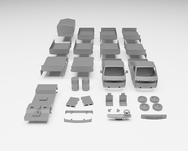 VW T3 Doka- H0 scale van model kit 3D print model 3