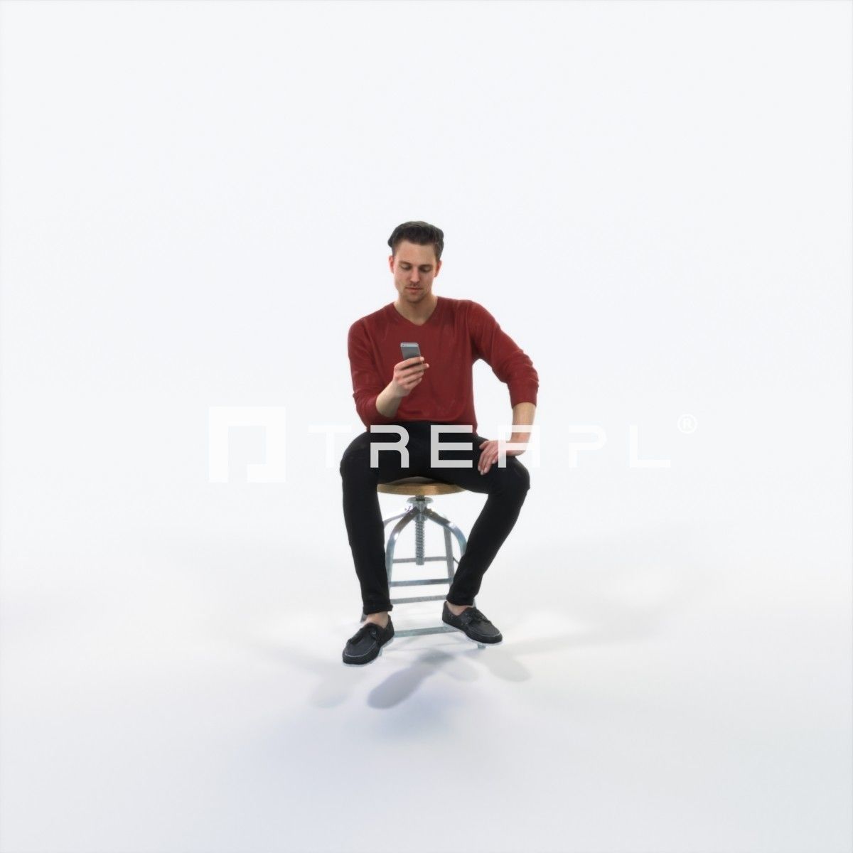 Virtue 03L Cell Phone Sitting Casual Man Low-poly 3D model_1