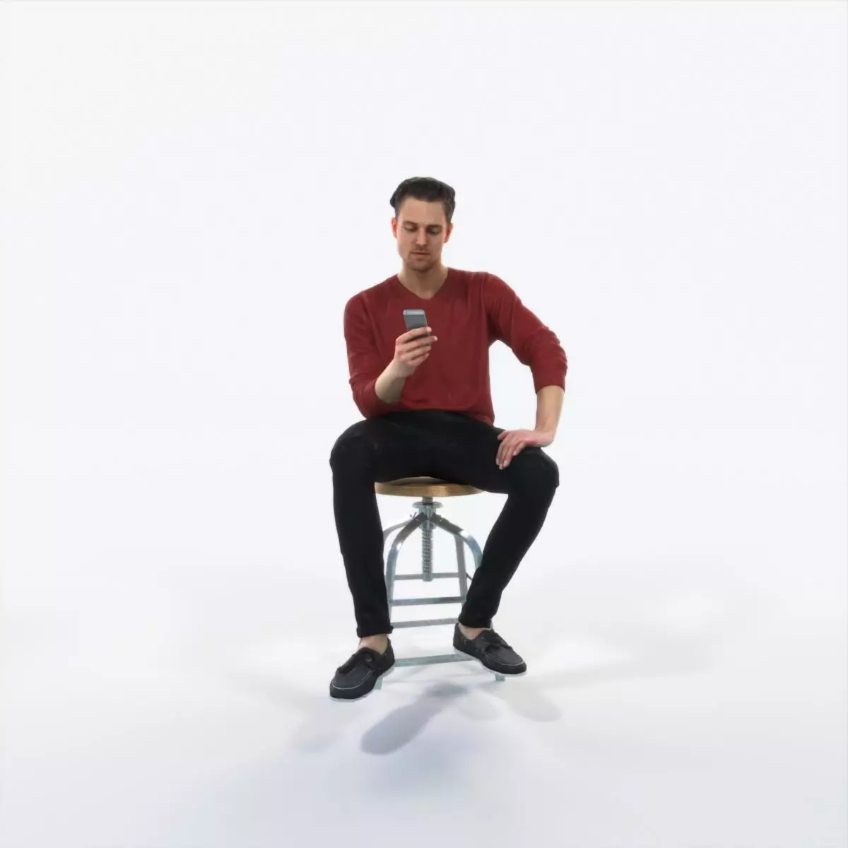 Virtue 03L Cell Phone Sitting Casual Man Low-poly 3D model_0