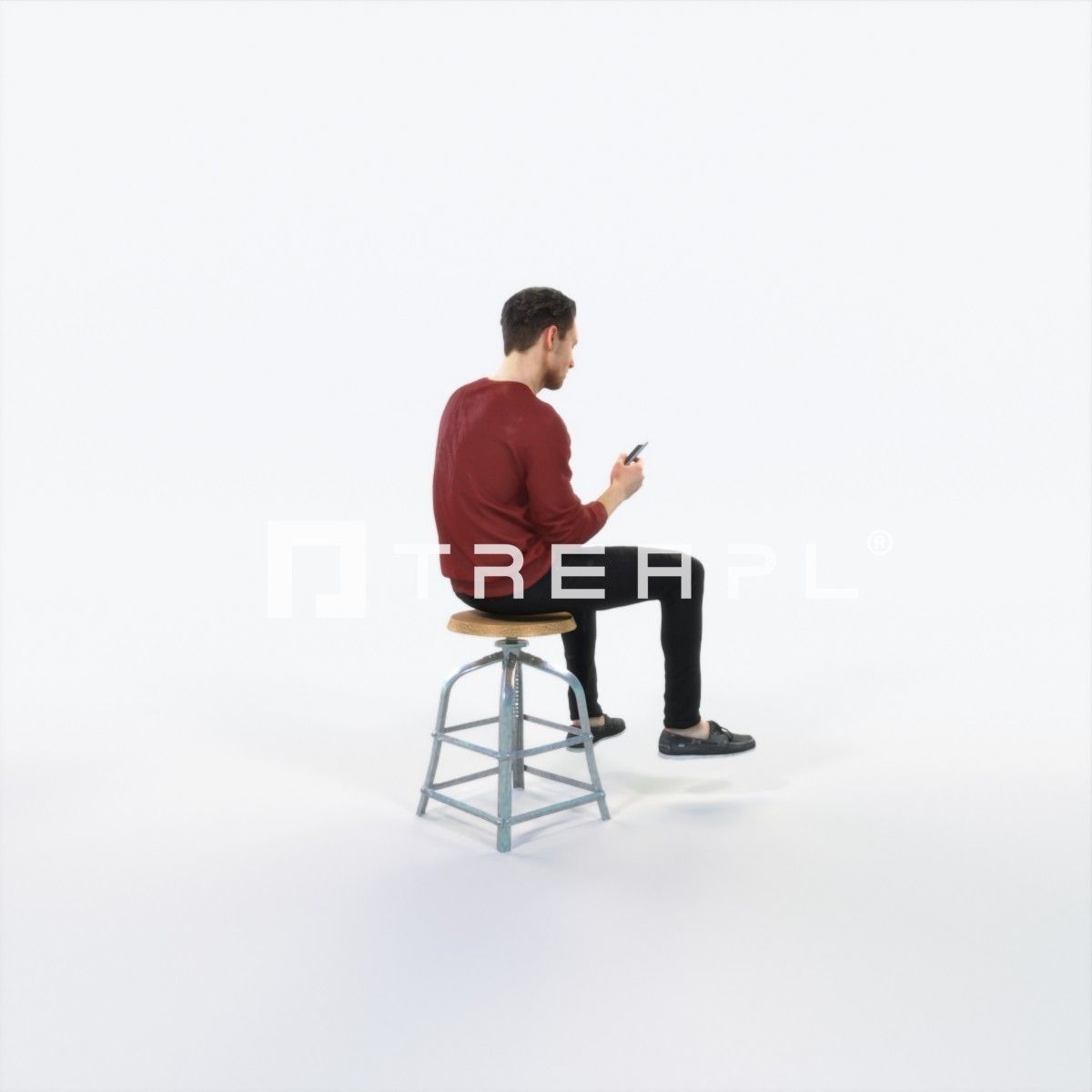 Virtue 03L Cell Phone Sitting Casual Man Low-poly 3D model_3