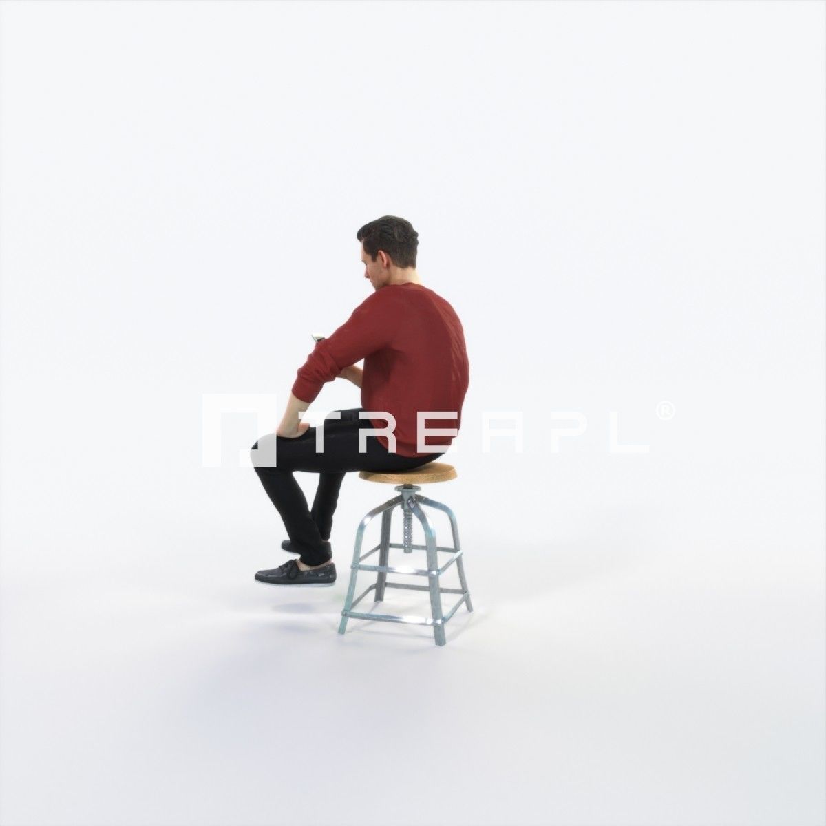 Virtue 03L Cell Phone Sitting Casual Man Low-poly 3D model_5