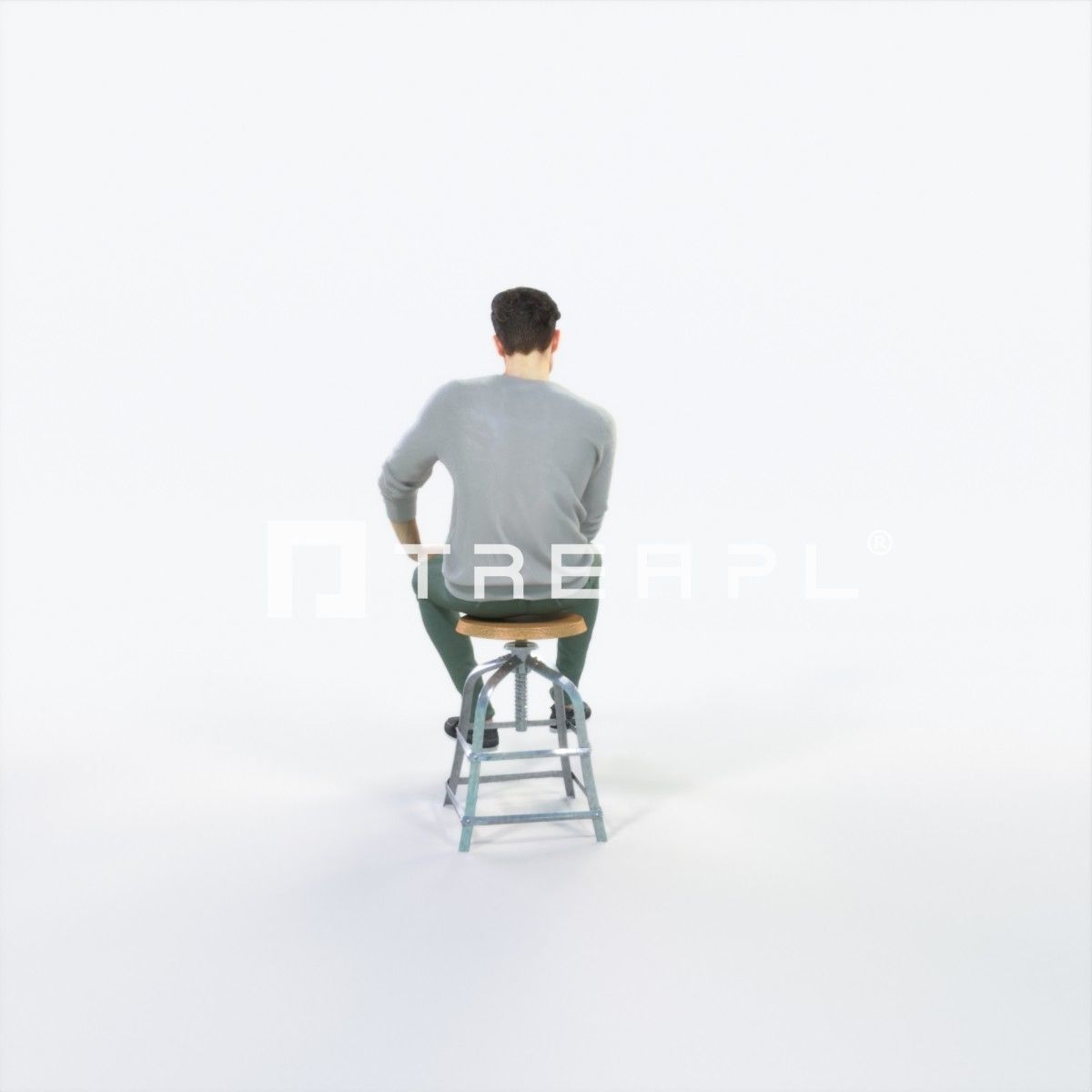 Virtue 03J Cell Phone Sitting Casual Man Low-poly 3D model_4