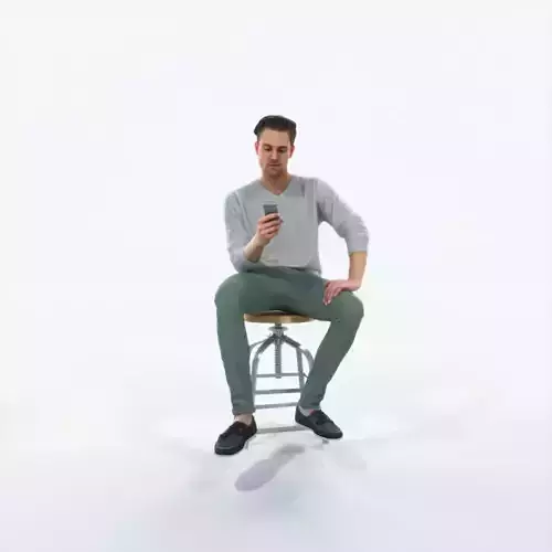 Virtue 03J Cell Phone Sitting Casual Man Low-poly 3D model